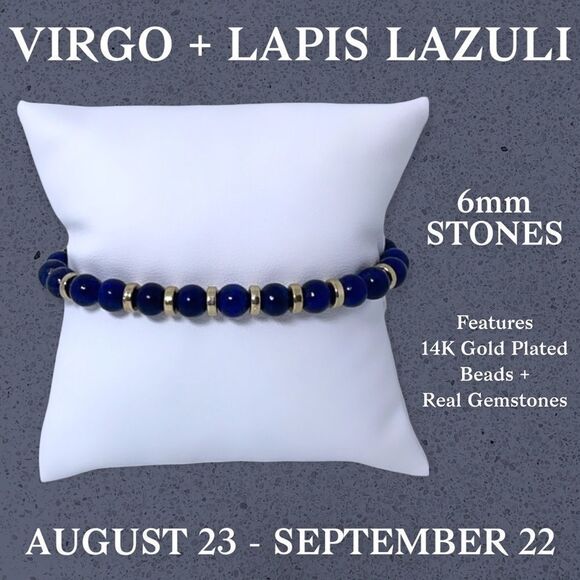 NWT Wool + Pepper Co. Virgo + Lapis Lazuli Bracelet - Zodiac x Gemstone - Picture 6 of 14